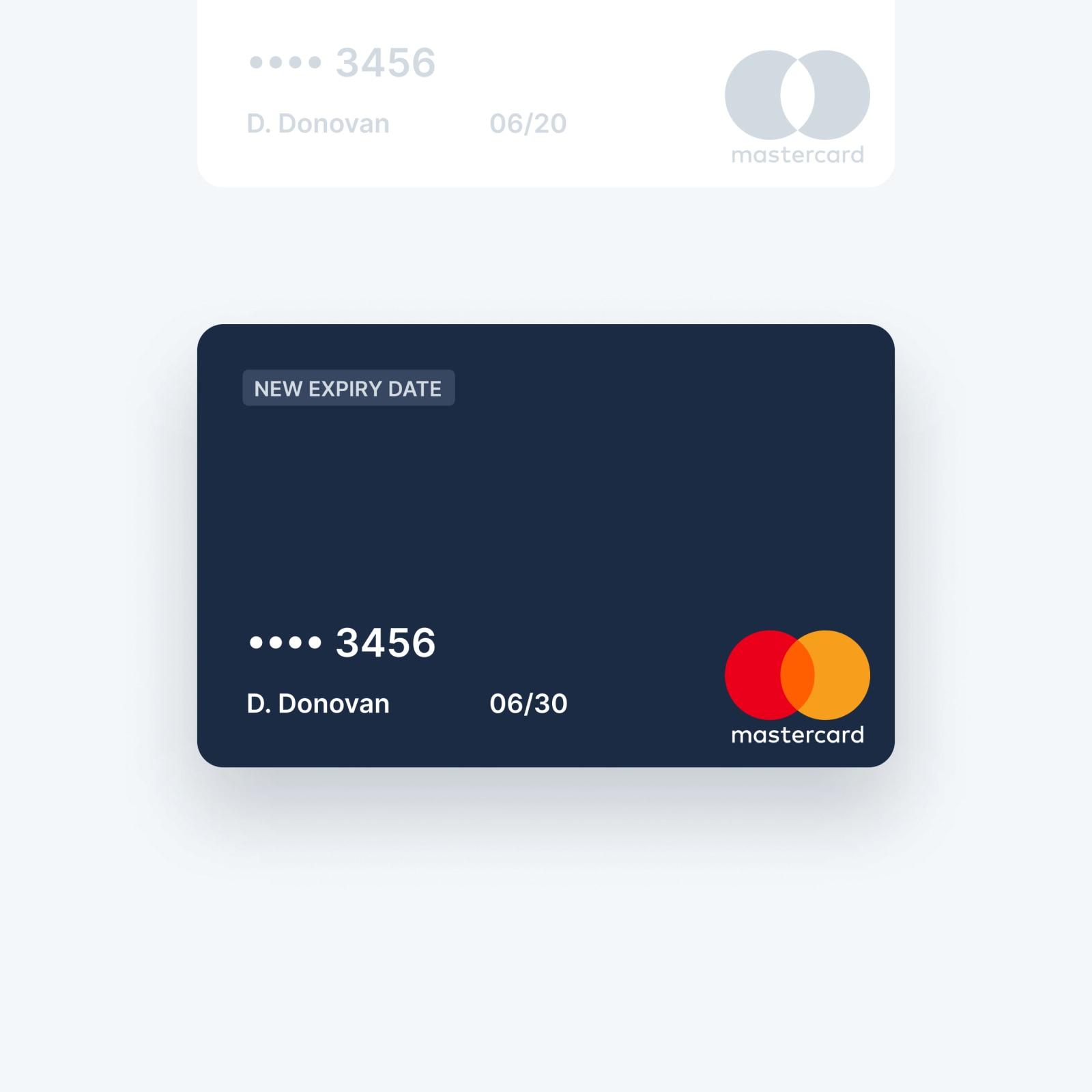 Mockup karty kredytowej Mastercard z nową datą ważności