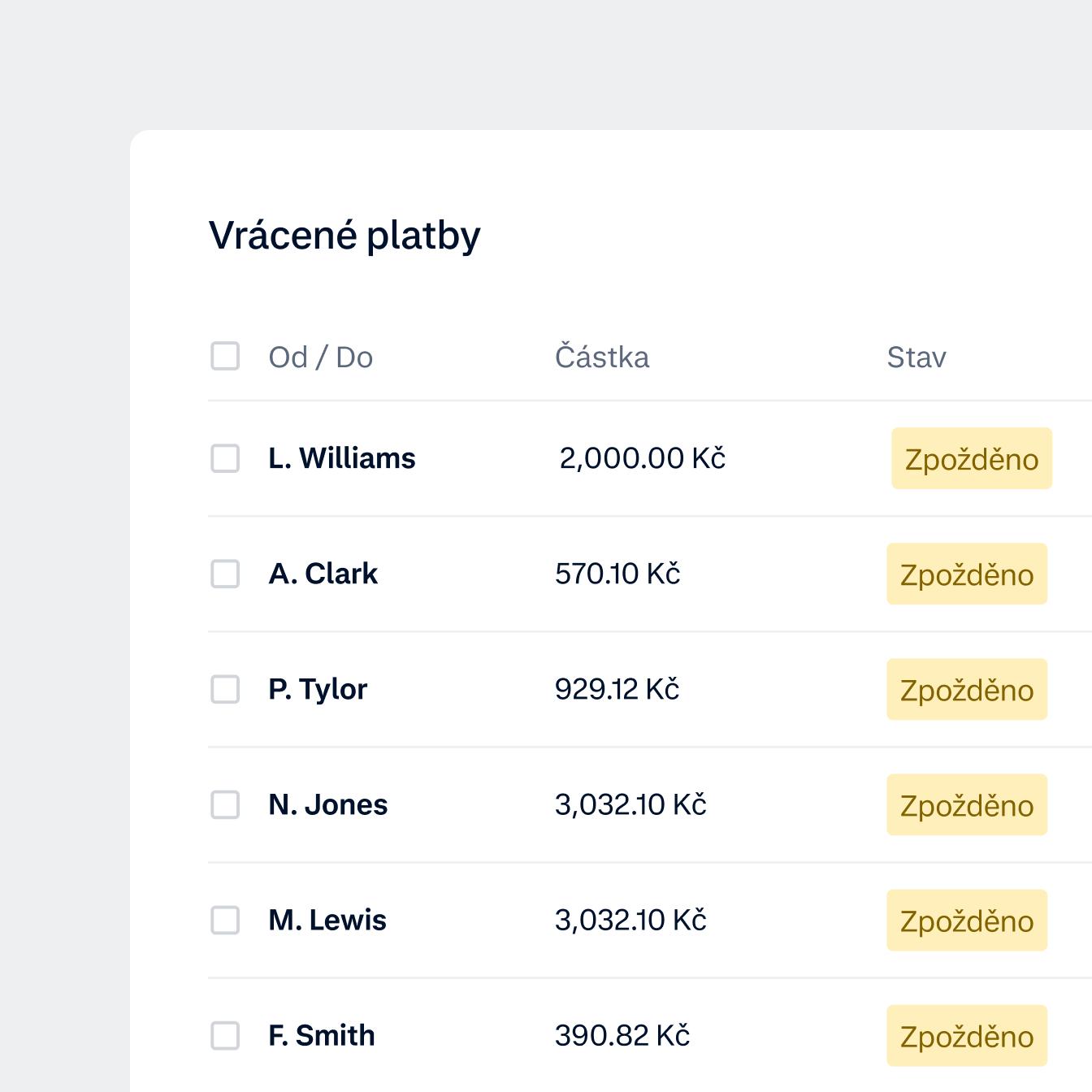 UI screen about refunds and delayed statuses for Index Hospitality