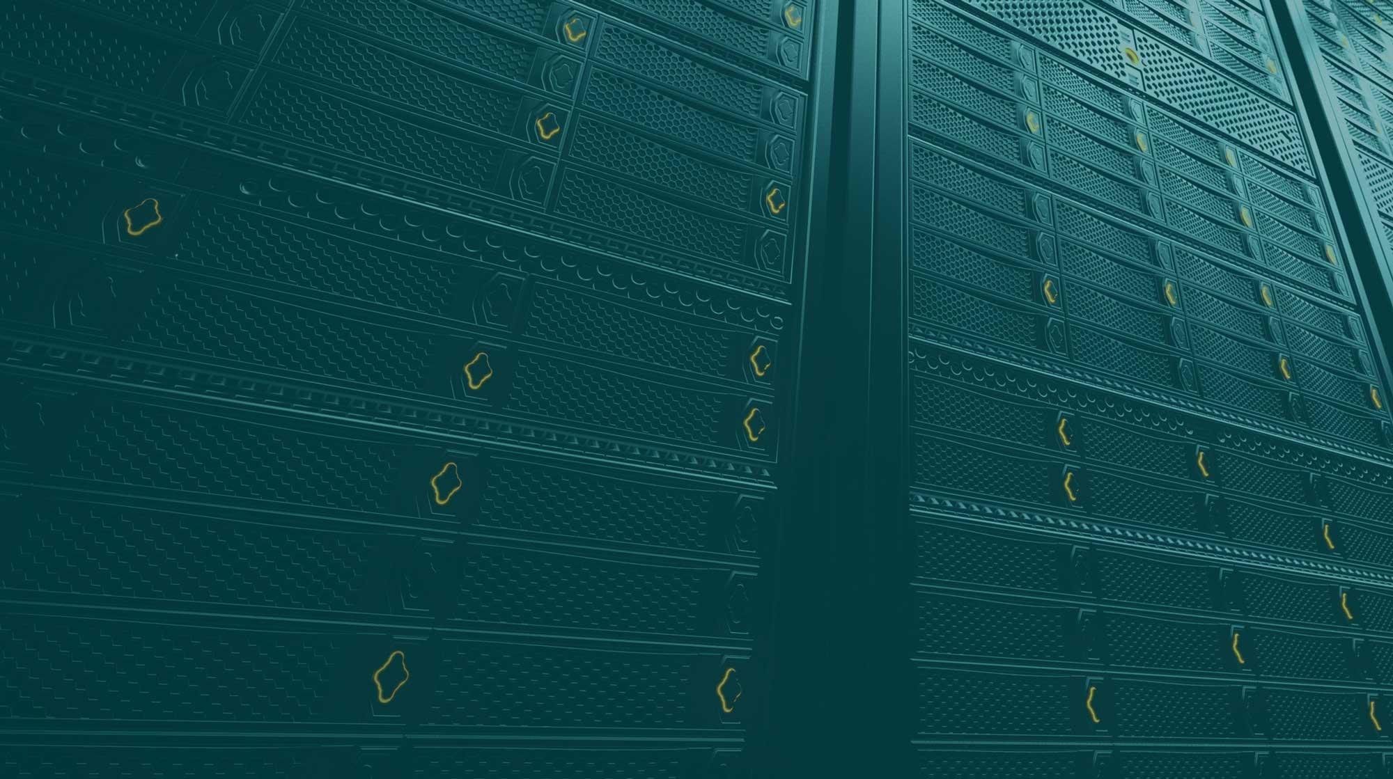 Padrão abstrato que lembra racks de servidor estilizados em tons escuros.