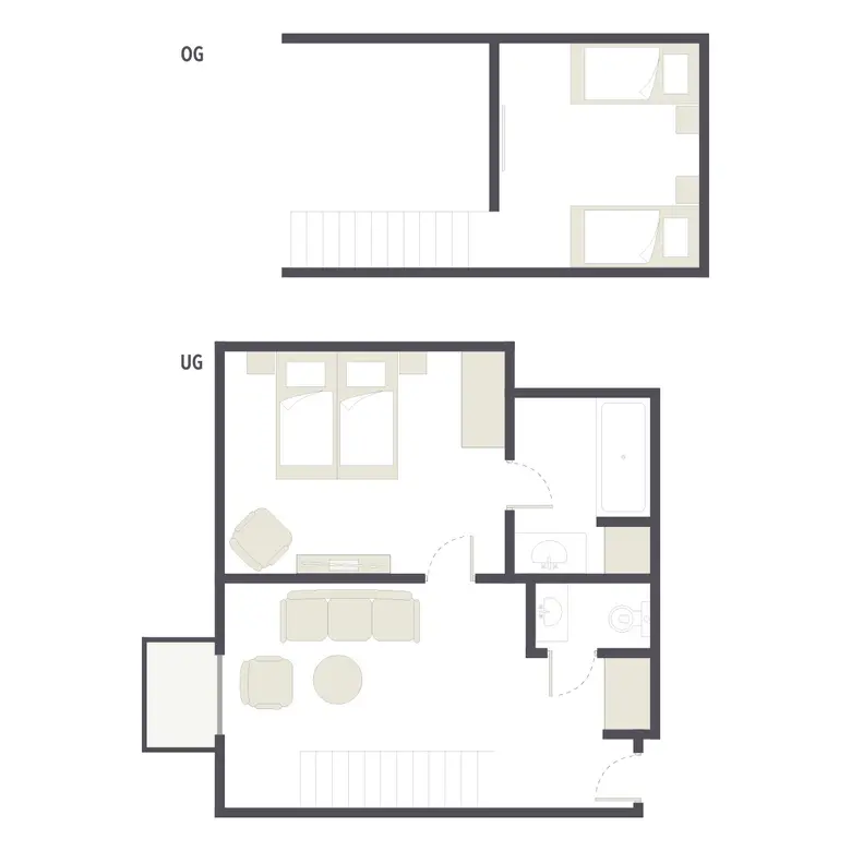 Grundriss eines Premium Cluburlaubs mit Schlafzimmern, Badezimmer und Gemeinschaftsbereichen