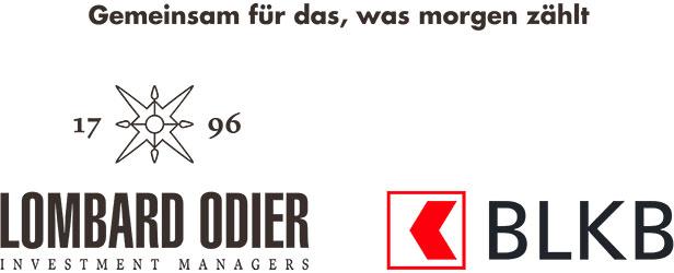 Logos von Lombard Odier und BLKB mit dem Satz: Gemeinsam für das, was morgen zählt.