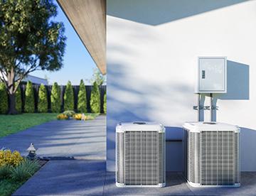 Close-up View Of Air Conditioning Outdoor Units In The Backyard aus dem Artikel Nachhaltigkeit in der Wärmeversorgung