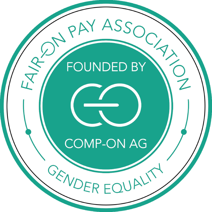 Fair on Pay Association-Logo zur Förderung der Geschlechtergleichstellung, erstellt von Comp on AG.