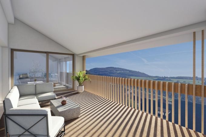 Balkon mit Couch am Blauenweg in Nenzlingen