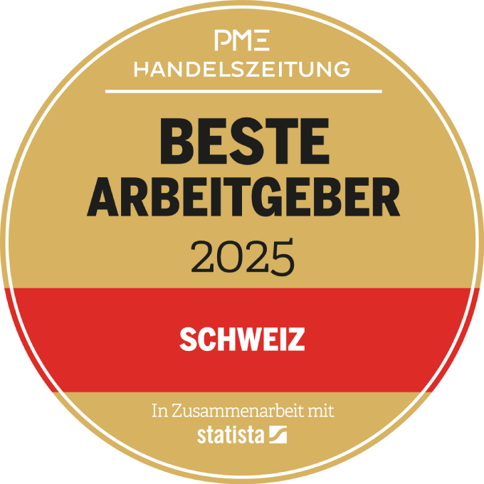 Goldmedaille für Beste Arbeitgeber 2025 in der Schweiz, in Zusammenarbeit mit Statista.