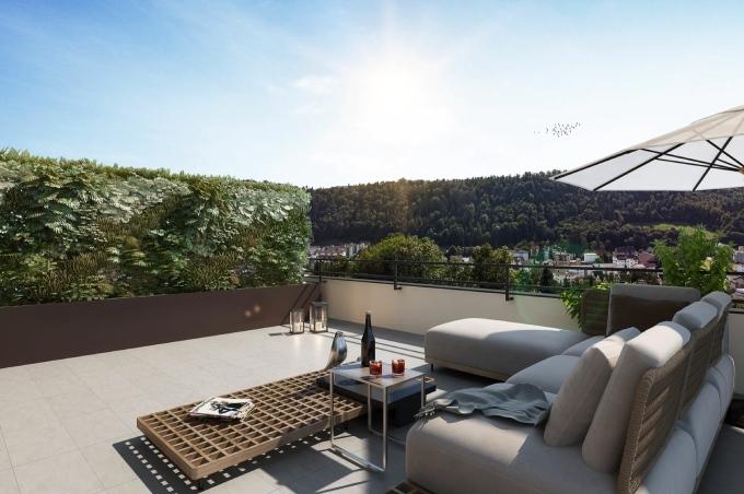 Balkon mit Sofa an der Dürrenbergstrasse in Trimbach