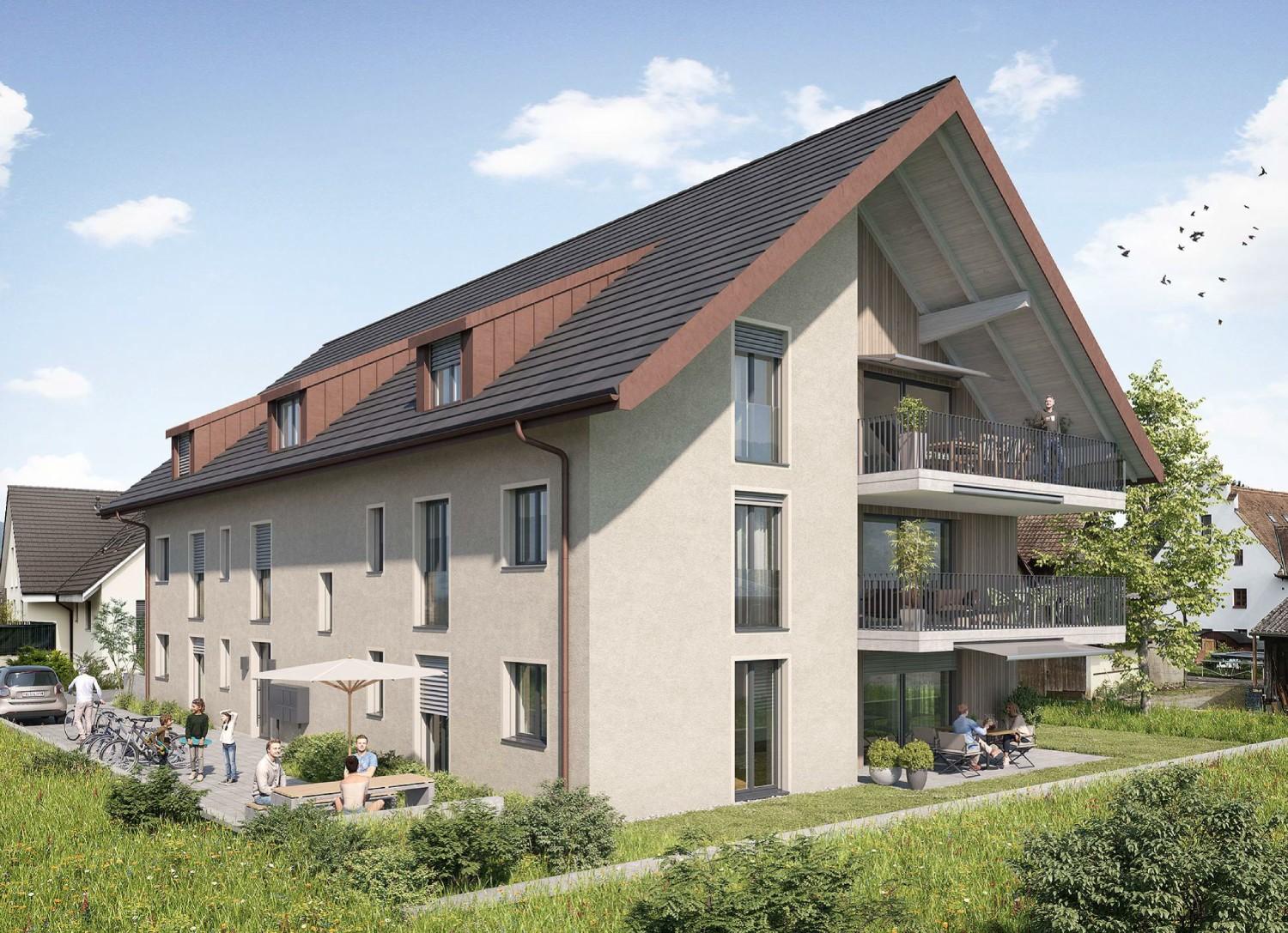 Mehrfamilienhaus 6 Eigentumswohnungen, Terrassen und sonnigem Garten am Oberdorfweg in Wallbach.