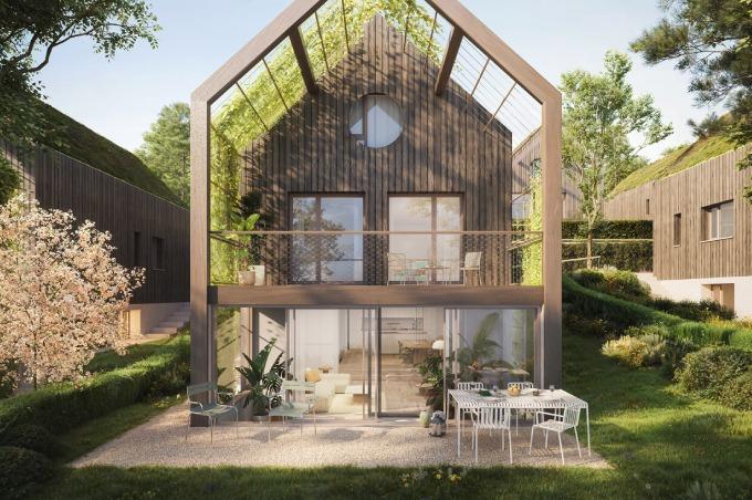 Einfamilienhaus mit Garten, Balkon, Esstisch und Stühlen an der Neuweilerstrasse in Biel-Benken