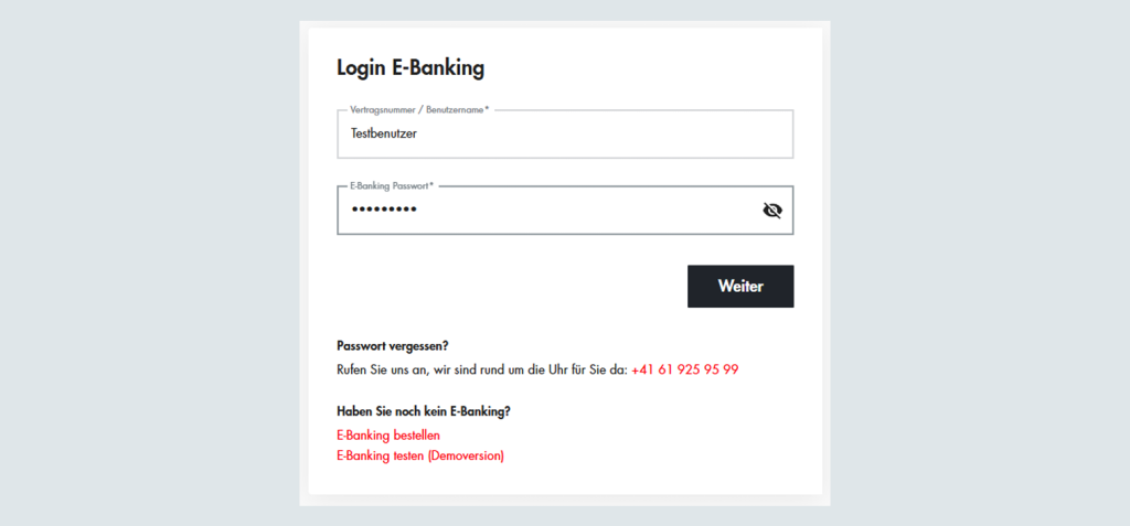 Grafik einer Login-Seite der Basellandschaftlichen Kantonalbank BLKB in Deutsch