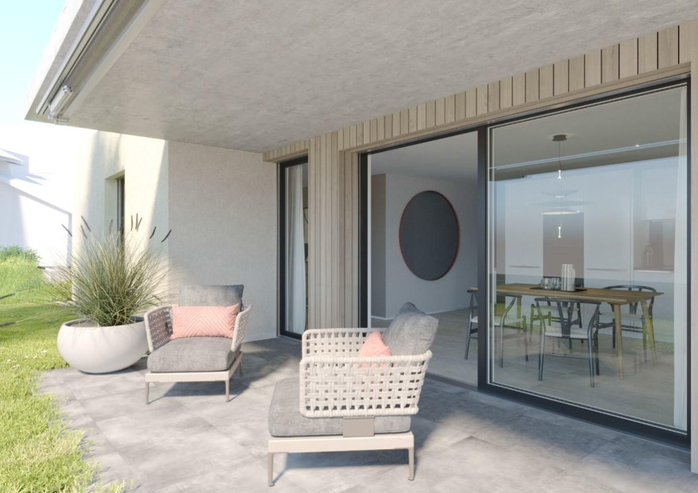 Moderne Terrasse mit Sitzbereich am Oberdorfweg in Wallbach.