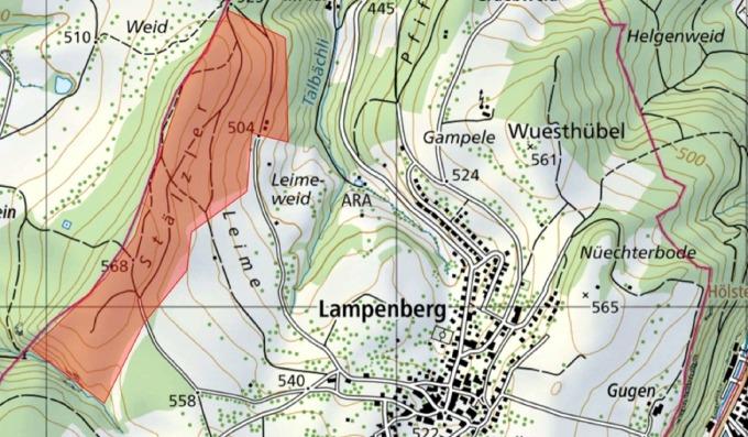 Karte mit den Koordinaten von Lampenberg