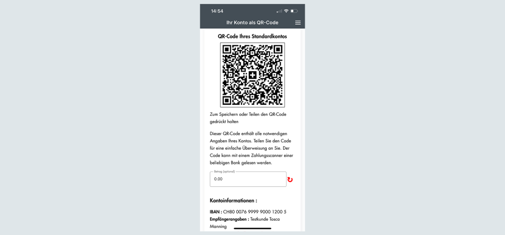 QR-Code für Konto-QR mit Bankdaten der Basellandschaftlichen Kantonalbank BLKB