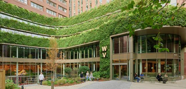 Aerial view of the courtyard and new extension with private terraces
