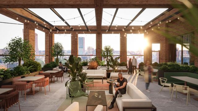 Top floor communal roof terrace of No.3 Circle Square CGI