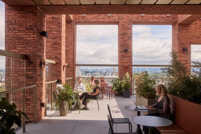 Top floor communal roof terrace of No.3 Circle Square