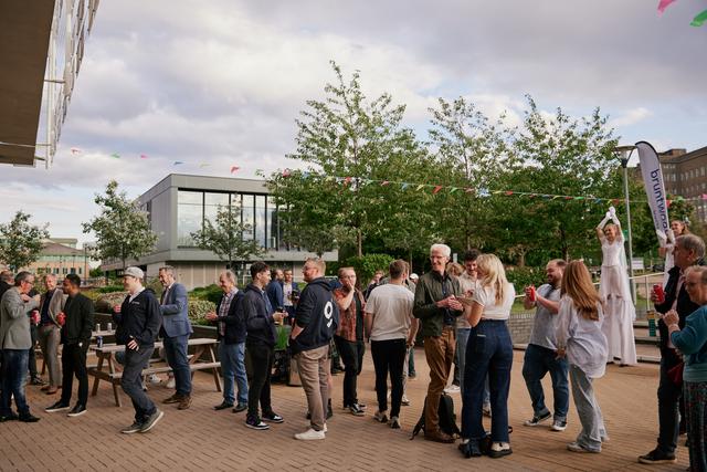 Reception interiors at Faraday Wharf, IB