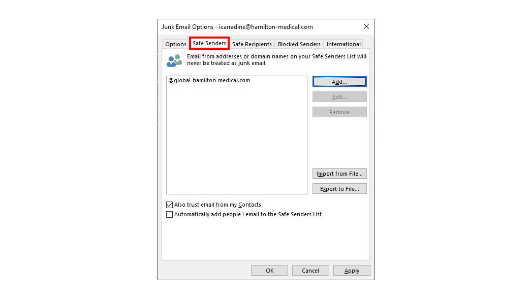 Añadir a la lista blanca