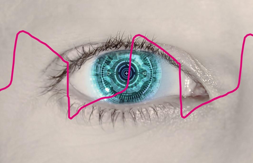 Человеческий глаз, улавливающий и обрабатывающий цифровые данные