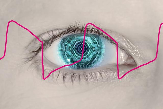 Человеческий глаз, улавливающий и обрабатывающий цифровые данные