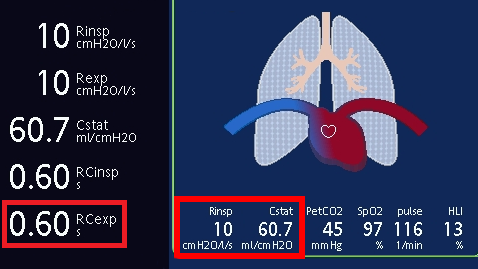 Schermata del display che visualizza una RCesp pari a 0,60