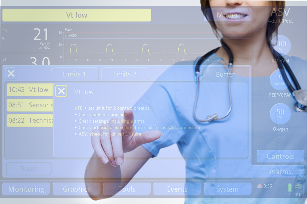 Professional interacting with touch-screen