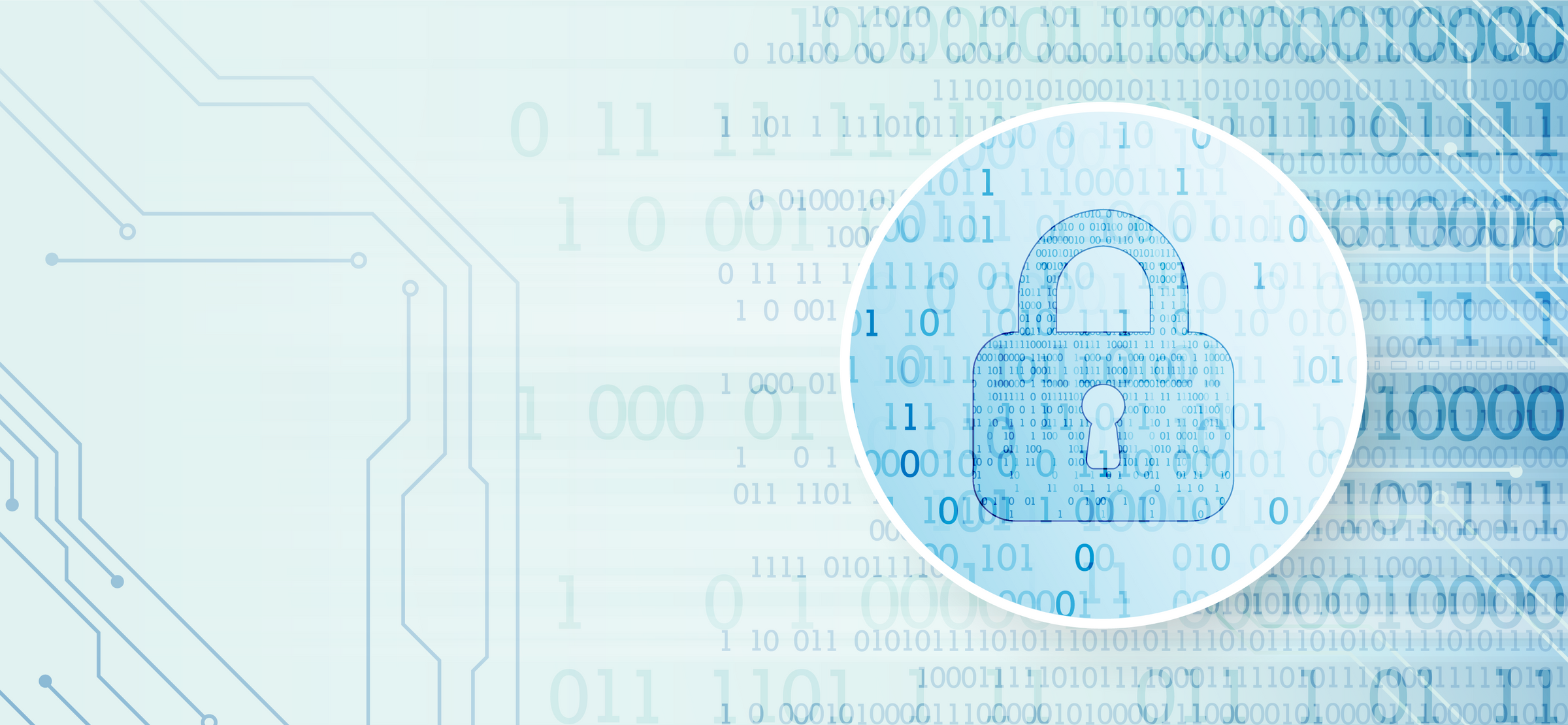 Sfondo con dati in binario e lucchetto in primo piano