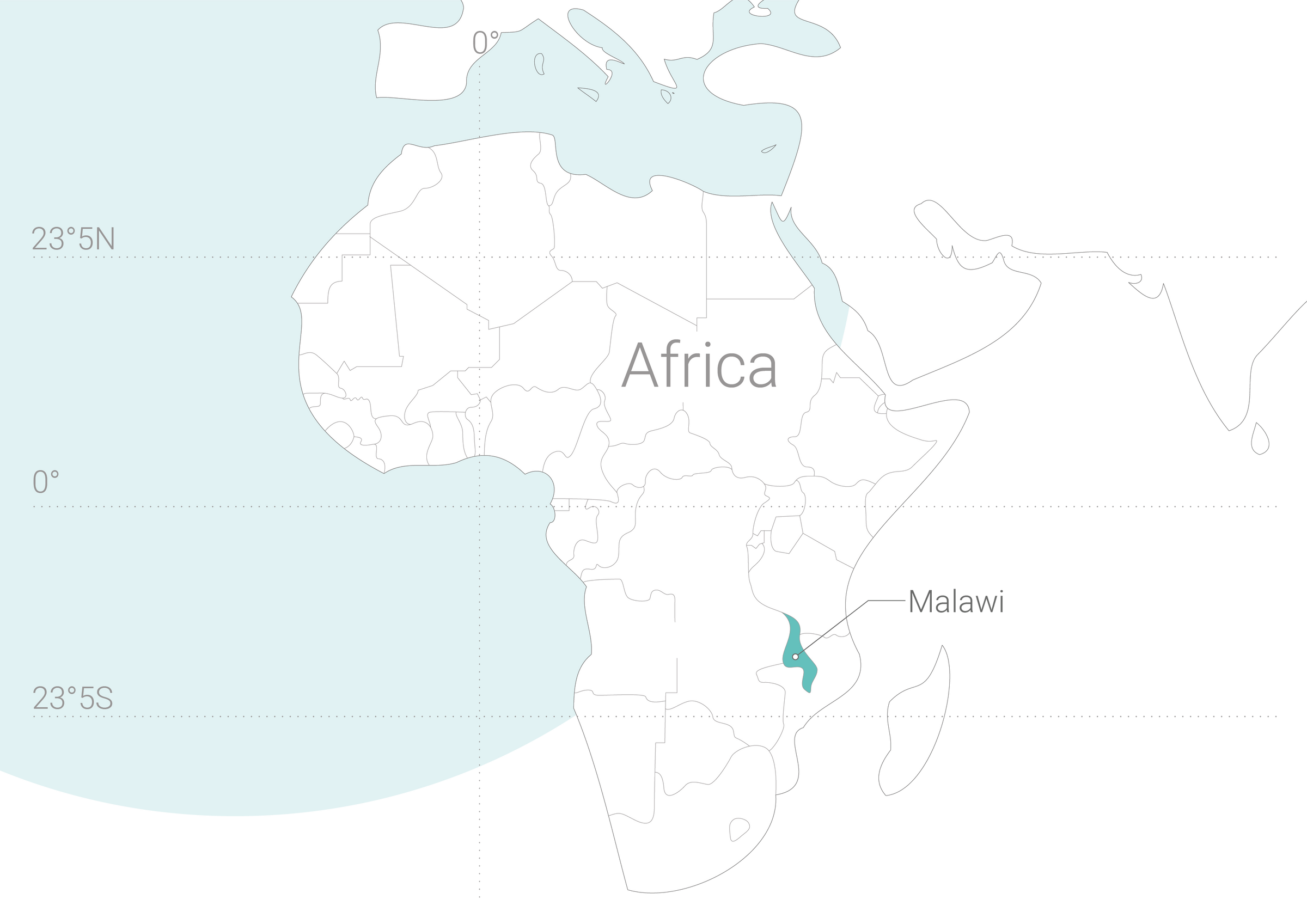 Map of Africa showing where Malawi is