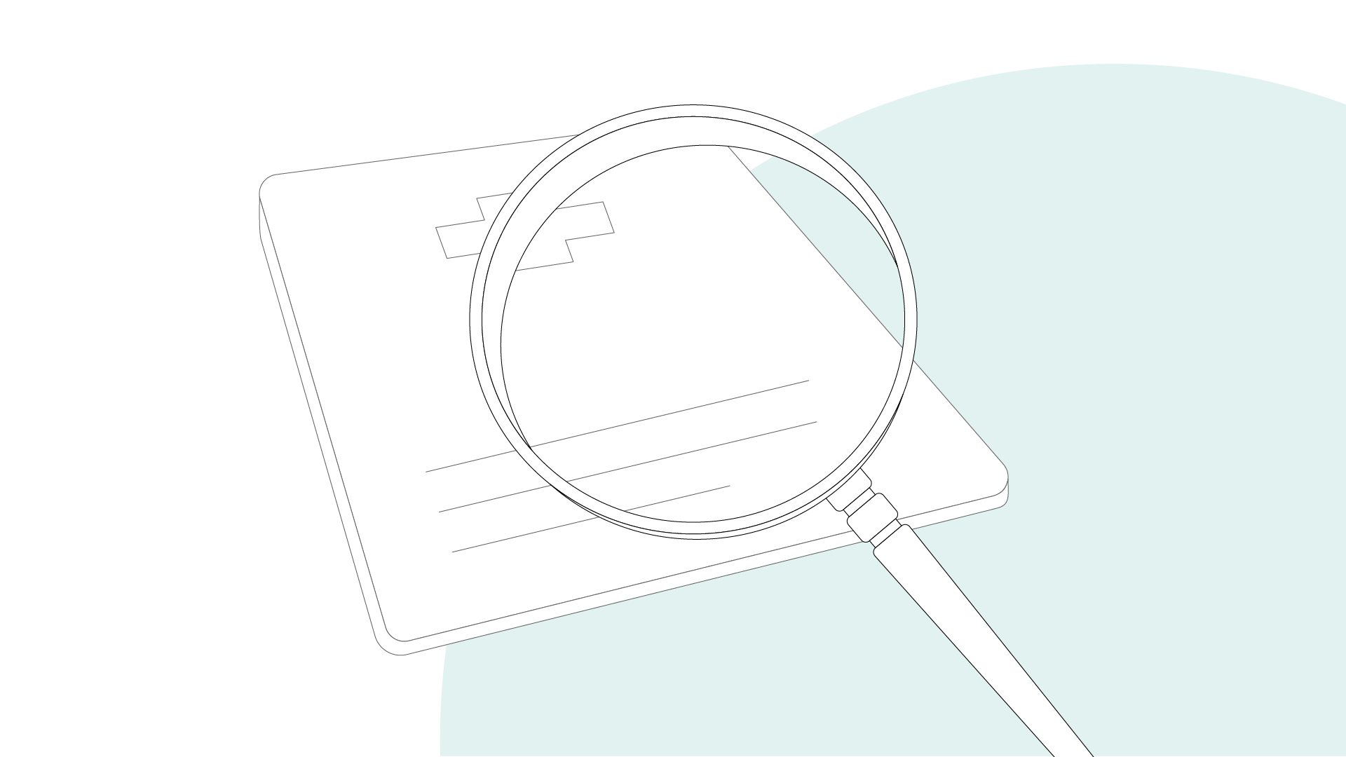 Graphical illustration: patient dossier with loupe