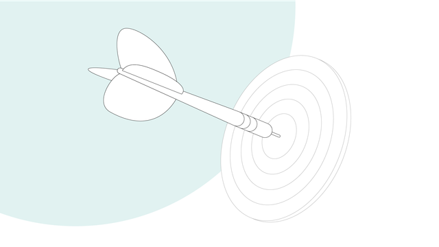 Graphic illustration: dart hits target