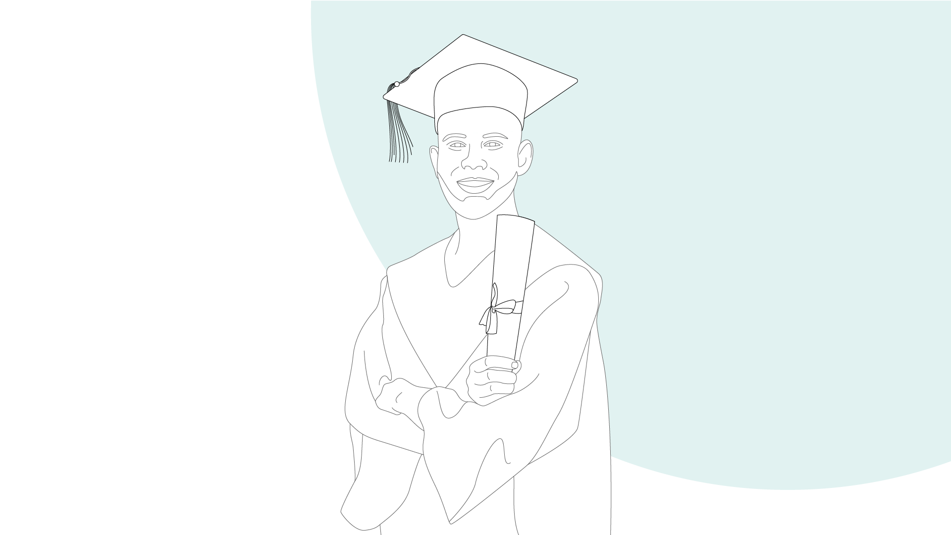 Illustrazione: studente che stringe in mano un diploma