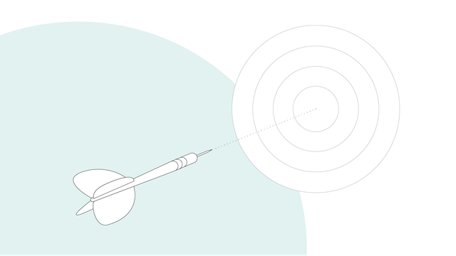 Grafische Darstellung: Dartpfeil ist auf das Ziel gerichtet