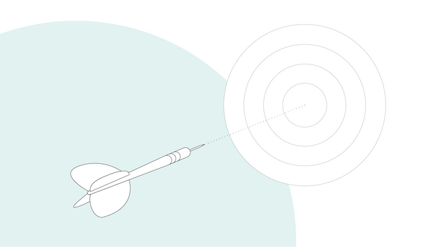 Graphic illustration: dart aims at target