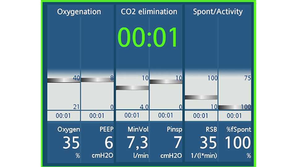 Screenshot of Vent Status panel on ventilator