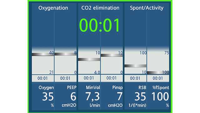 Screenshot of Vent Status panel on ventilator