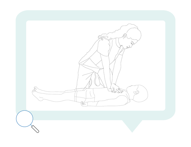 Lineart illustraion of paramedic performing CPR