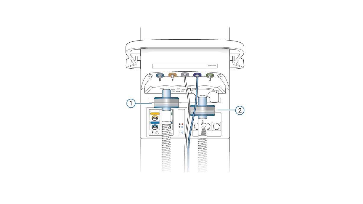 Diagram showing positioning on inspiratory and expiratory ports 