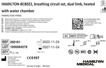 HAMILTON-BC8022: комплект дыхательного контура с двумя патрубками