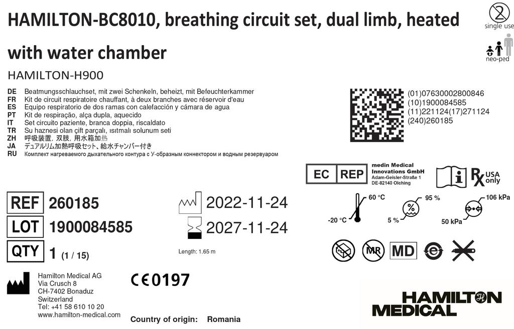 HAMILTON-BC8010 - Kit de circuit respiratoire à deux branches pour  nourrissons