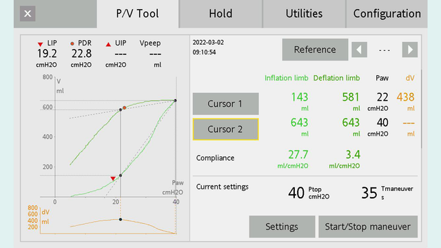 User interface of the P/V Tool