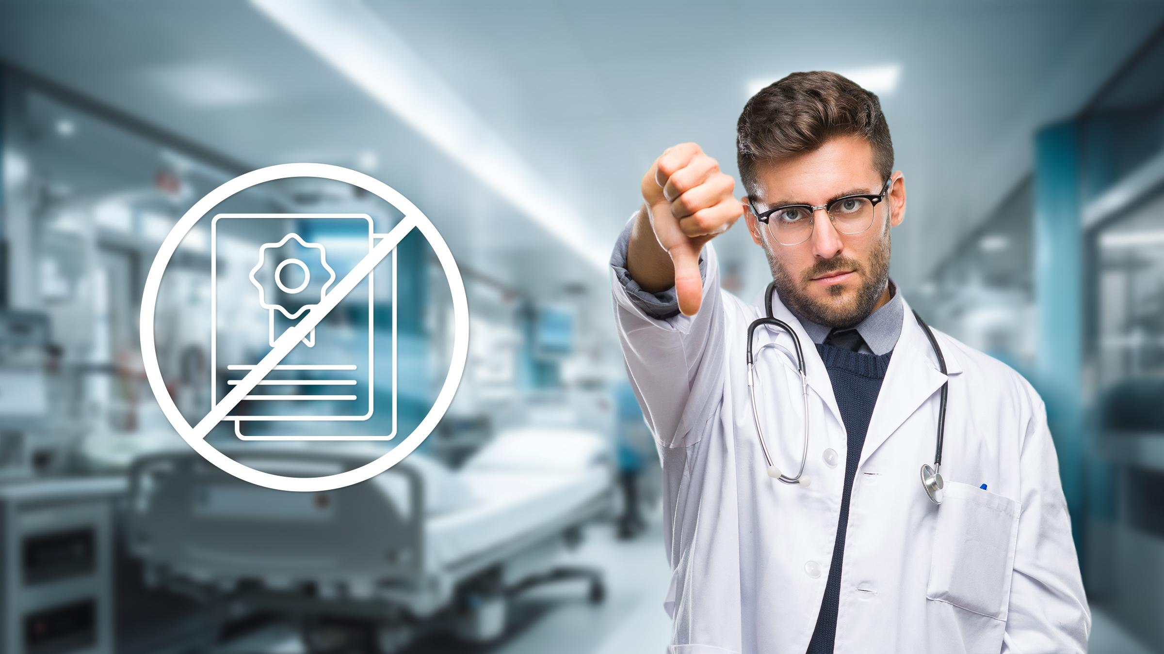 An image of an unhappy doctor