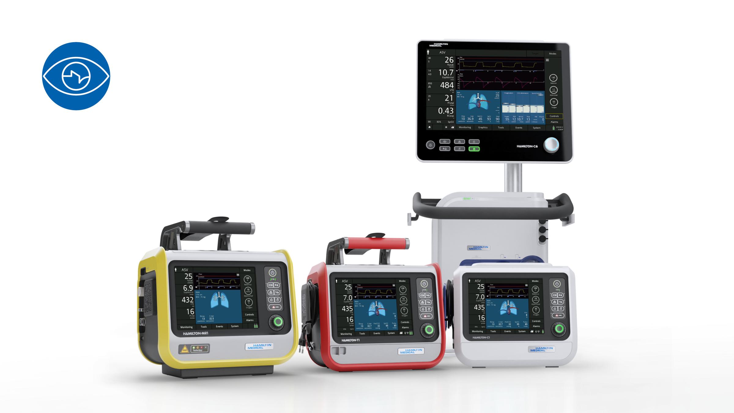 An image of the HAMILTON-C1/T1/MR1 and the HAMILTON-C6