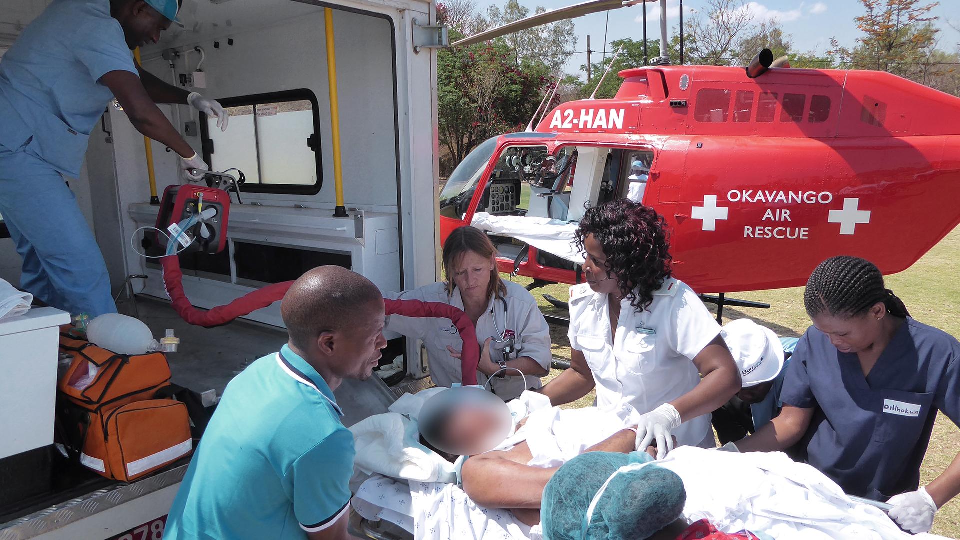 Okavango Air Rescue in Maun, Botswana, got his first HAMILTON-T1 transport ventilator. Okavango Air Rescue was founded in March 2011 by Christian Gross and Dr. med. Misha S. Kruck to provide a professional medical Helicopter Rescue Service, for the remote and inaccessible areas of the country, of which there are many, due to the vastness of Botswana.