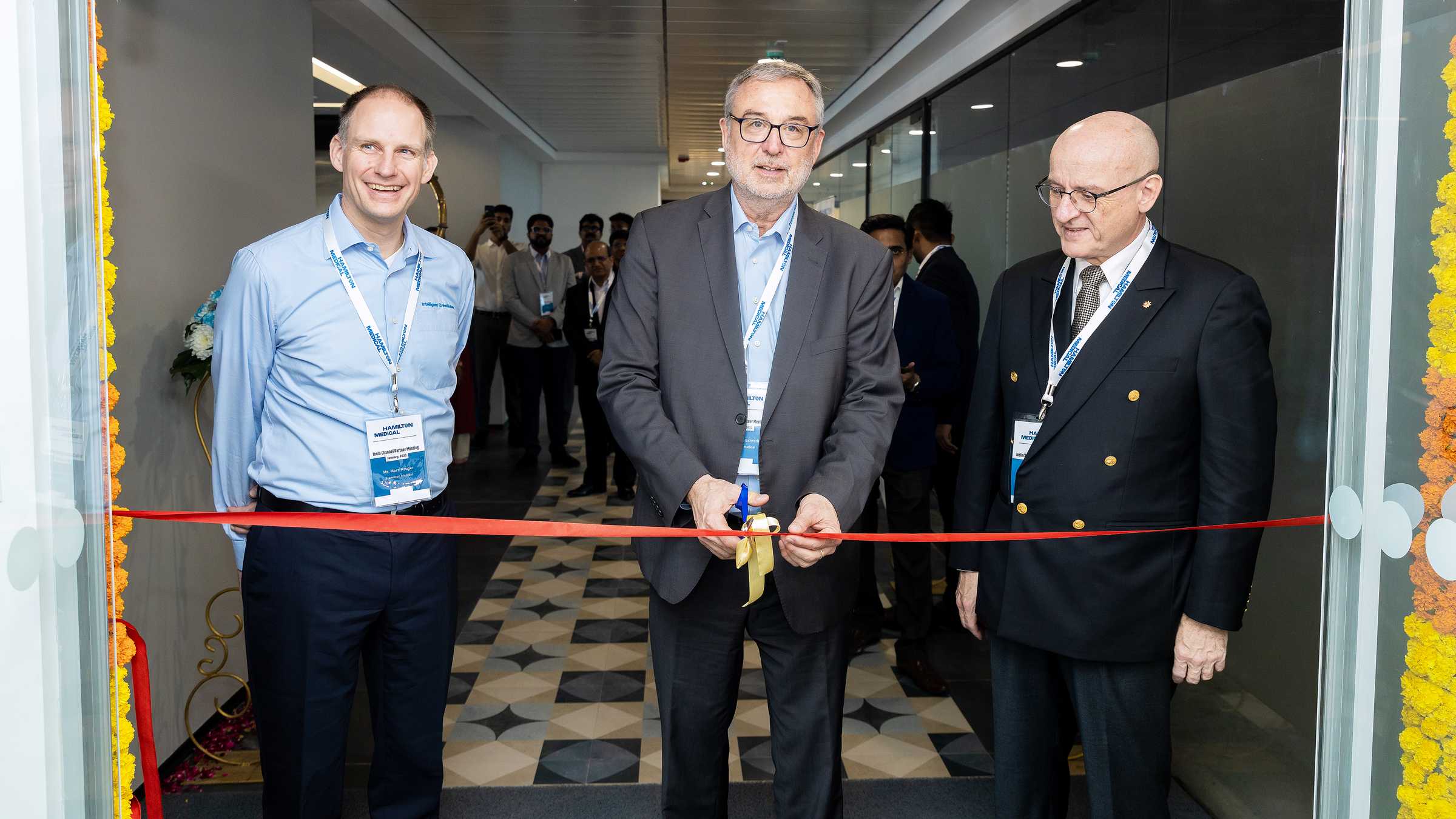 Ribbon cutting ceremony for the new Hamilton Medical India office in Mumbai