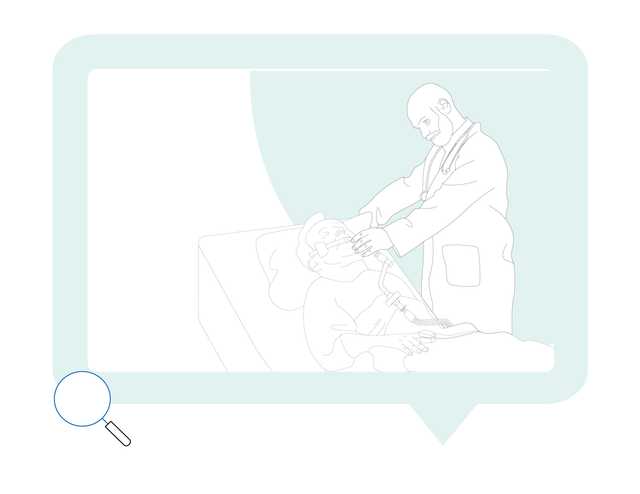 Lineart image of doctor placing catheter in patient in bed