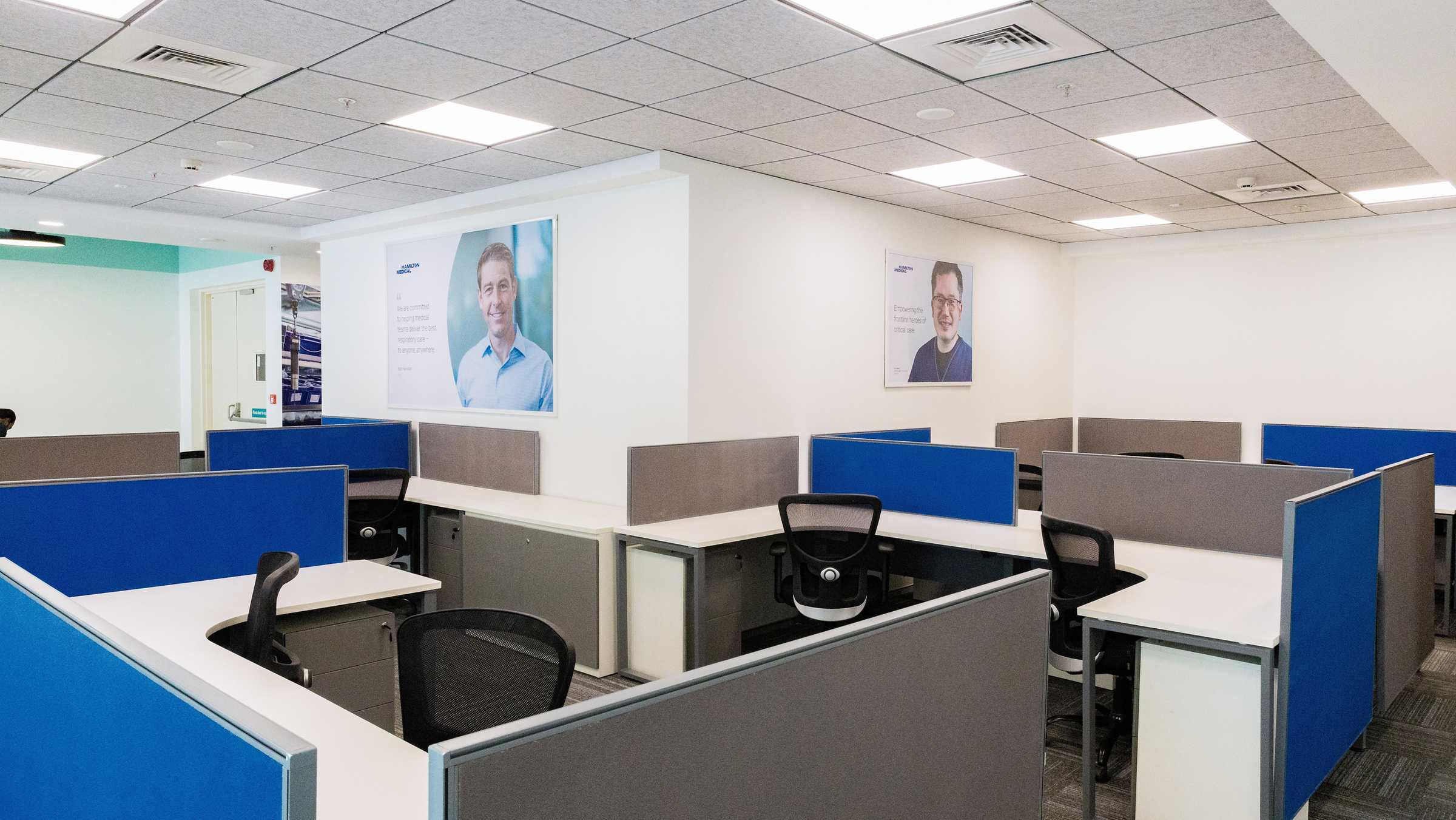 Espace de travail des bureaux de Hamilton Medical en Inde