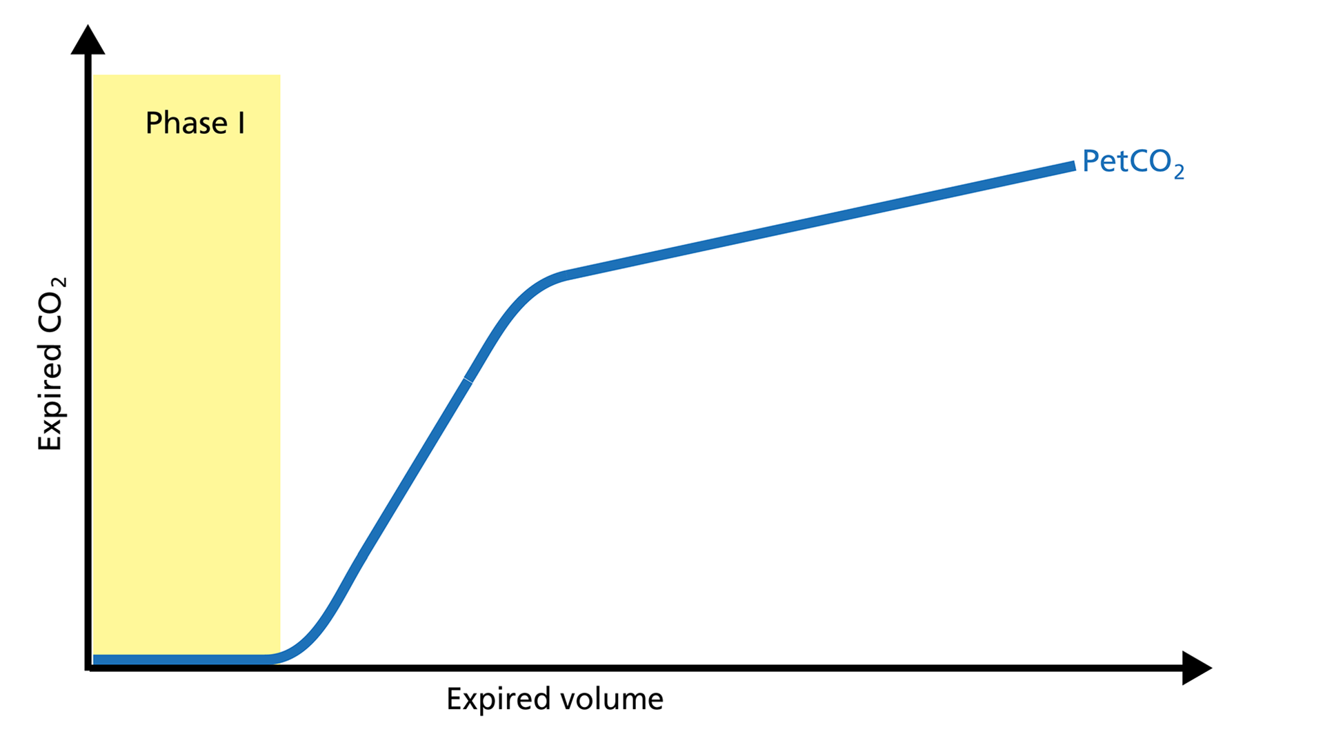 Illustration of phase I of the volumetric capnogram: Anatomical dead space