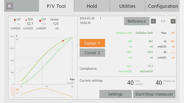 Screenshot showing PV loop with max distance of 367 and max volume of 1551