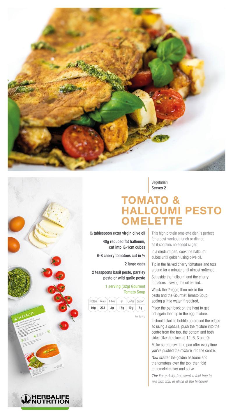 Tomato & Halloumi Pesto Omelette