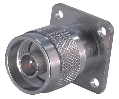 COAXIAL CONNECTOR, N, 50 Ohm, Straight panel receptacle, plug (male), flange mount