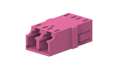 LC adapter, w/o flange, duplex, plastic clips